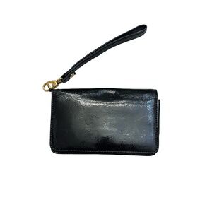 Hobo black patent leather wristlet clutch bag